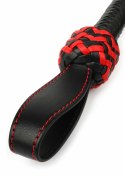 Hidden Desire Leather Cat-o-Nine Whip skorzany bicz z ćwiekami, czarno-czerwony