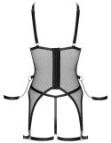 Cottelli BONDAGE Basque Bondage M - komplet siateczkowy z kajdankami