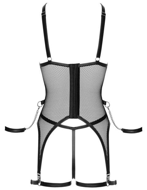 Cottelli BONDAGE Basque Bondage M - komplet siateczkowy z kajdankami