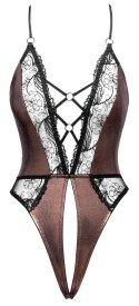 Cottelli LINGERIE Body Copper M z połyskiem i czarną koronką