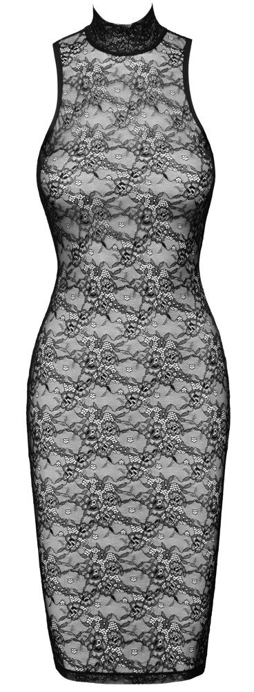 Cottelli LINGERIE Lace Dress XL czarna koronka, bez rękawow, długość midi