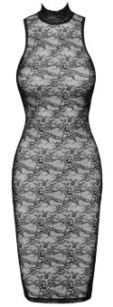 Cottelli LINGERIE Lace Dress S czarna koronkowa sukienka midi bez rękawow