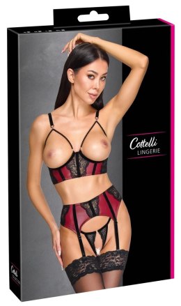 Cottelli LINGERIE komplet bielizny 3-częściowy, czerwono-czarny, M