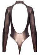 Cottelli PARTY Body long sleeve M rożowo-złoty połysk, wysoki stan