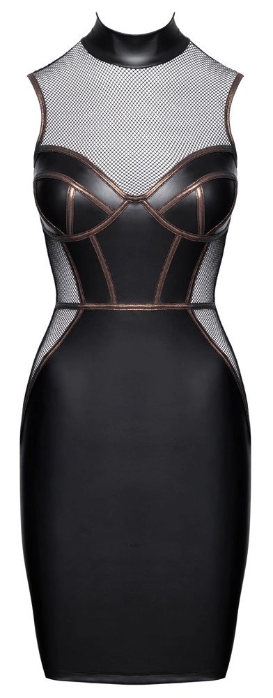 Cottelli PARTY Dress Net XL - Sukienka matowa z siateczką, XL