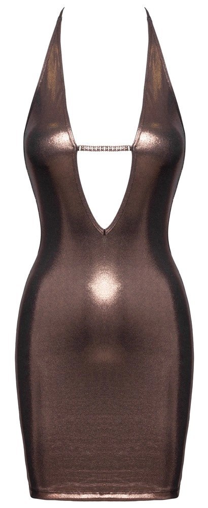 Cottelli PARTY Mini Dress and String XL rożowo-złoty połysk, łańcuszki