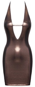 Cottelli PARTY Mini Dress and String L rożowo-złoty połysk, łańcuszki