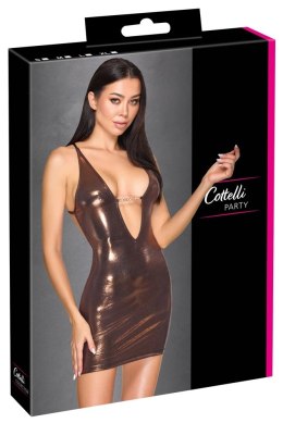 Cottelli PARTY Mini Dress and String S rożowo-złoty połysk, regulowane ramiączka