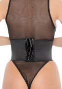 Croco Front Waist Cincher pas modelujący z połyskiem, czarny M/L