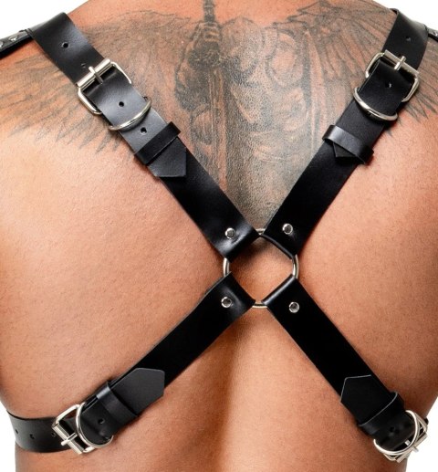 ZADO Men's Leather Harness S-L czarny regulowany skorzany pas