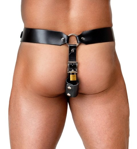 ZADO Men's Leather Jockstrap czarny, skorzany, z zamkami, regulowany