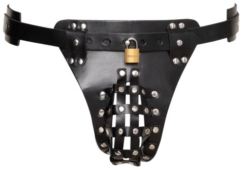 ZADO Men's Leather Jockstrap czarny, skorzany, z zamkami, regulowany
