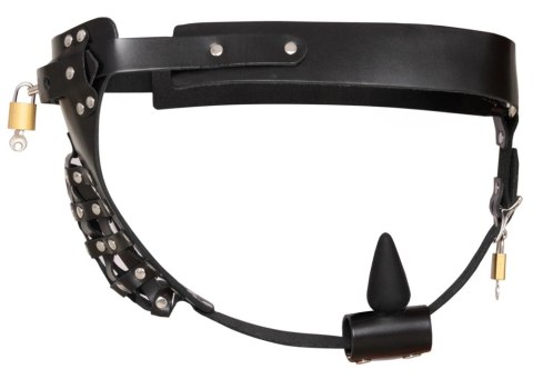 ZADO Men's Leather Jockstrap czarny, skorzany, z zamkami, regulowany