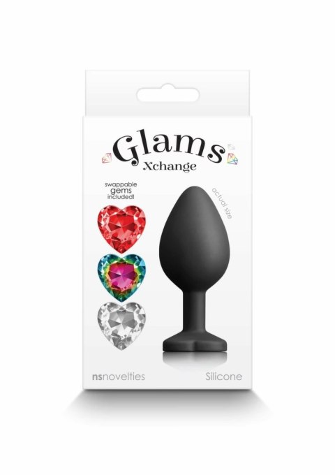 NS Novelties Glams Xchange Heart Medium silikonowy korek z wymiennymi kryształami
