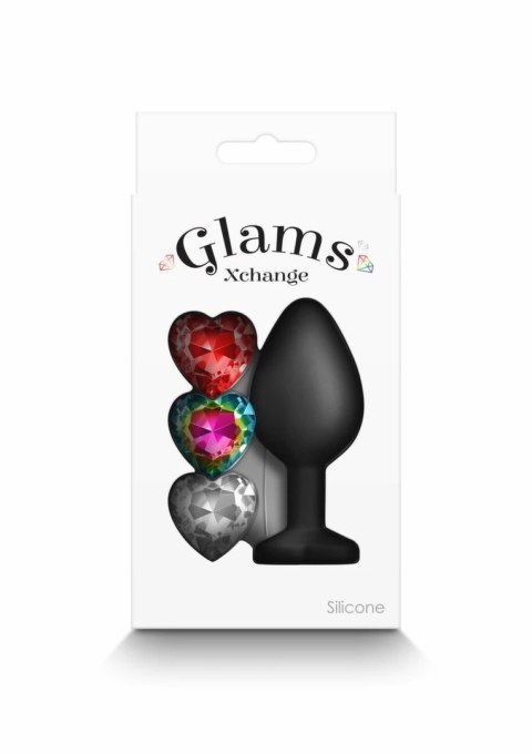 NS Novelties Glams Xchange Heart Medium silikonowy korek z wymiennymi kryształami