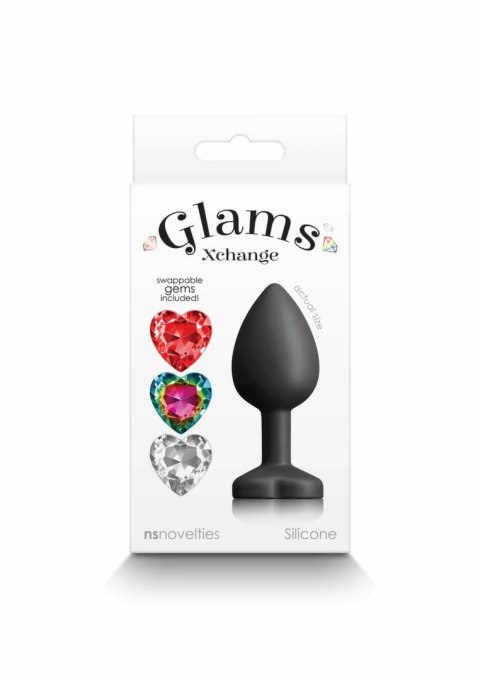 NS Novelties Glams Xchange Heart Small silikonowy korek z wymiennymi kryształkami