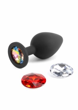 NS Novelties Glams Xchange Round Medium - silikonowy plug z wymiennymi kryształami