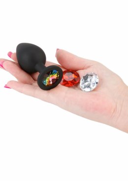 NS Novelties Glams Xchange Round Medium - silikonowy plug z wymiennymi kryształami