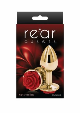 NS Novelties Rose Buttplug Small aluminiowy chromowany z ozdobą rożą 6,7 cm