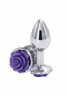 NS Novelties Rose Buttplug Small aluminiowy z dekoracją w kształcie roży srebrny