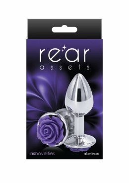 NS Novelties Rose Buttplug Small aluminiowy z dekoracją w kształcie roży srebrny