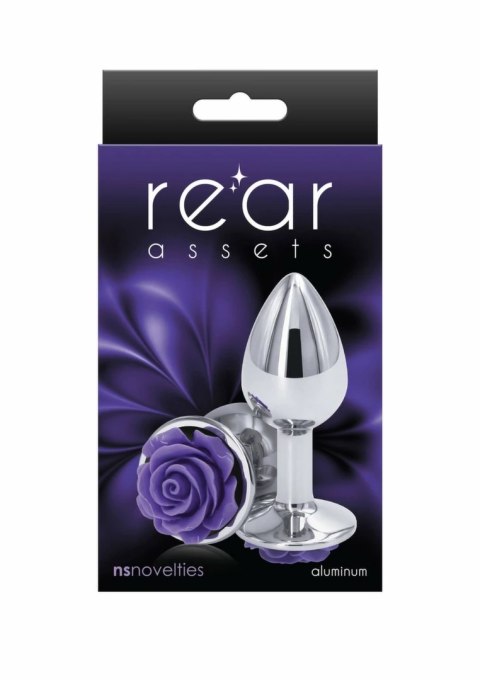 NS Novelties Rose Buttplug Small aluminiowy z dekoracją w kształcie roży srebrny