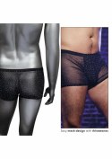 CalExotics Radiance Boxer Briefs czarne siateczkowe bokserki z kryształkami