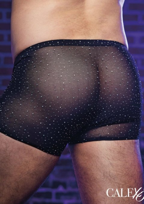 CalExotics Radiance Boxer Briefs czarne siateczkowe bokserki z kryształkami