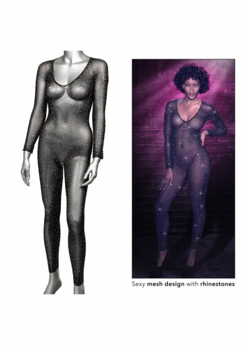 CalExotics Radiance Crotchless Bodystocking - siateczkowy kombinezon z kryształkami