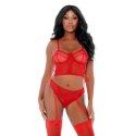 Forplay Bustier M Dwuczęściowy Zestaw z Siateczką i Ozdobnymi O-Ringami