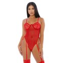 Forplay Make it Ring Body z paskami do pończoch XL czarne siateczka