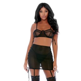 Forplay Put O-ring On It Skirt - Zestaw bielizny 3-częściowy, czarny