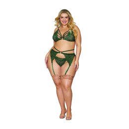 Dreamgirl Zestaw Plus Size Metaliczna Koronka 3-częściowy