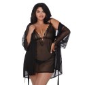 Dreamgirl zestaw koszulka i szlafrok 3XL elastyczna siateczka czarny