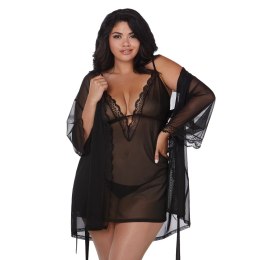 Dreamgirl zestaw koszulka i szlafrok 3XL elastyczna siateczka czarny