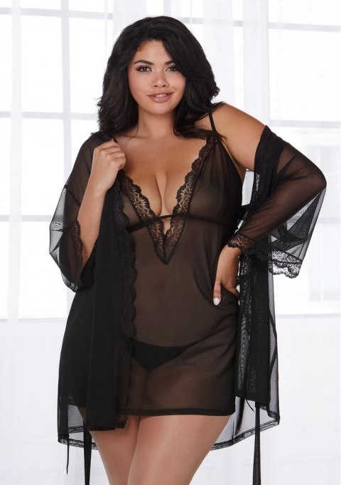 Dreamgirl zestaw koszulka i szlafrok 3XL elastyczna siateczka czarny Dreamgirl zestaw koszulka i szlafrok 3XL elastyczna siateczka czarny