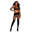 Dreamgirl zestaw top + spodniczka z podwiązkami One Size czarny