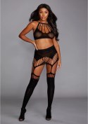 Dreamgirl zestaw top + spodniczka z podwiązkami One Size czarny