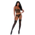 Forplay Can't Be Caged Net Bustier XL - zestaw bielizny z paskami