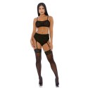 Forplay Lustful Leopard komplet bielizny XL siateczka z paskami do pończoch