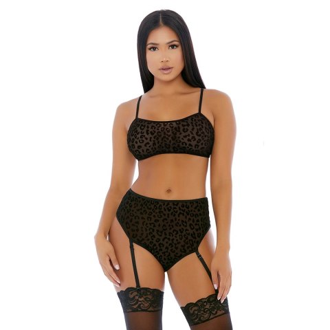 Forplay Lustful Leopard komplet bielizny siateczka M z paskami do pończoch Forplay Lustful Leopard komplet bielizny siateczka M z paskami do pończoch