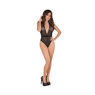 Magic Silk Exposed Body S/M - głęboki dekolt, satynowy pasek, czarny Magic Silk Exposed Body S/M - głęboki dekolt, satynowy pasek, czarny