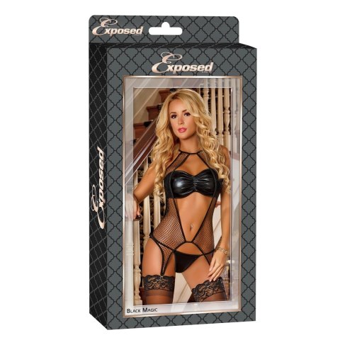 Magic Silk Exposed Merry Widow Zestaw Halter i Stringi Czarny M/L Magic Silk Exposed Merry Widow Zestaw Halter i Stringi Czarny M/L