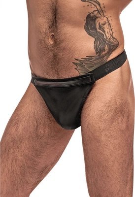 Male Power Grip Rip stringi z odpinaną saszetką i paskiem SM, czarne Male Power Grip Rip stringi z odpinaną saszetką i paskiem SM, czarne