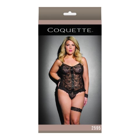Coquette Plus Size komplet: top na ramiączkach i stringi czarne Coquette Plus Size komplet: top na ramiączkach i stringi czarne