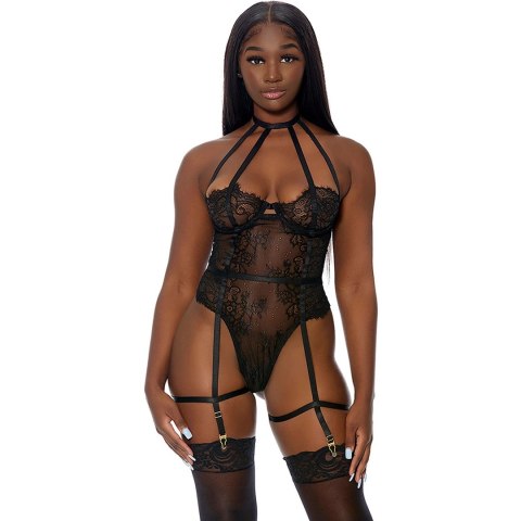 Forplay Body Koronkowe z Siateczką na Biuście XL z Paskami do Pończoch Forplay Body Koronkowe z Siateczką na Biuście XL z Paskami do Pończoch