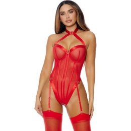 Forplay Gold Status M body z paskami do pończoch siateczkowe czarne