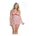 Coquette Babydoll Plus Size z ozdobnym nadrukiem i stringami