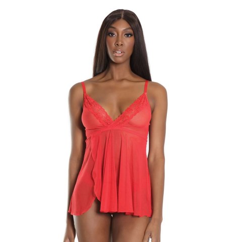 Coquette Babydoll i stringi czarne z koronkową lamowką, regulacja