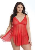 Coquette Babydoll i stringi czarne z koronkową lamowką, regulacja